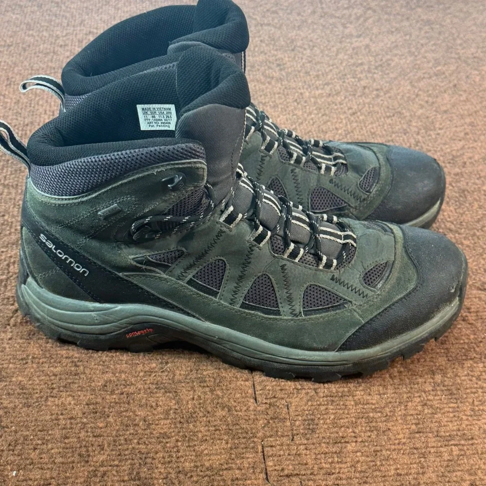 Salomon X Ultra Mid Hiking Boots Mens 11.5 Green Black 390409 Contagrip Trekking